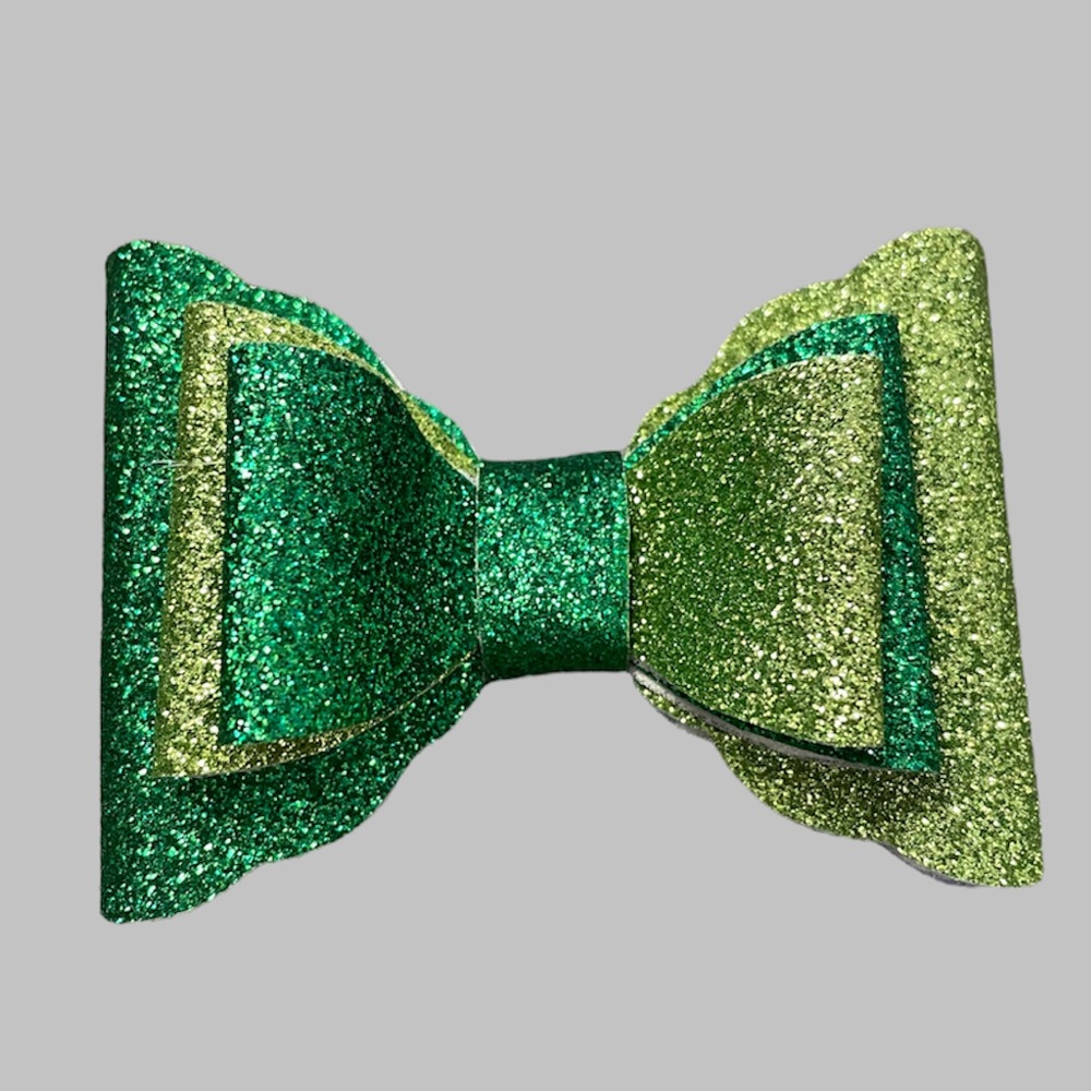 Handmade green faux leather hair bow